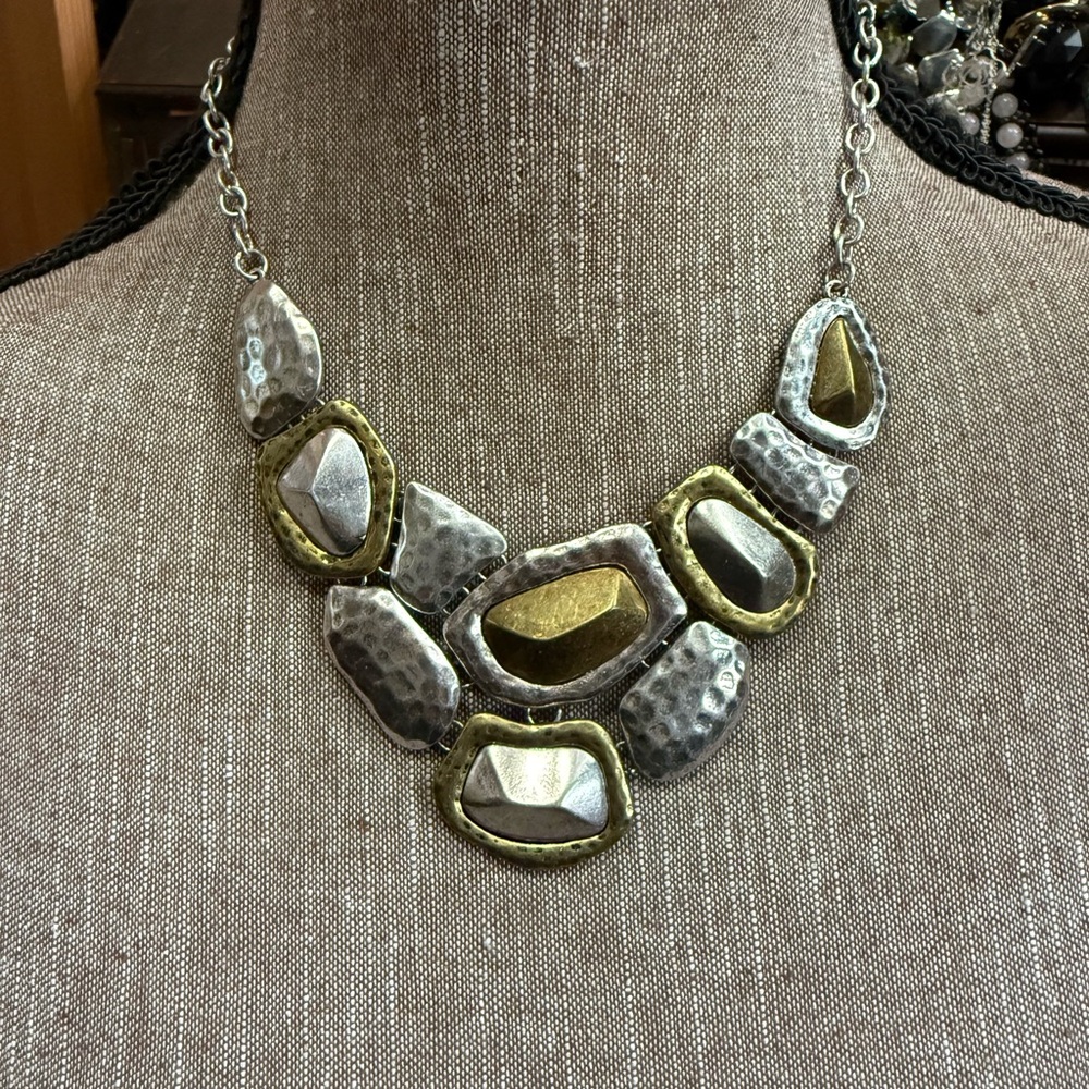 Premier Designs NEW Chic Silver and Gold Geometric Necklace MSRP $35